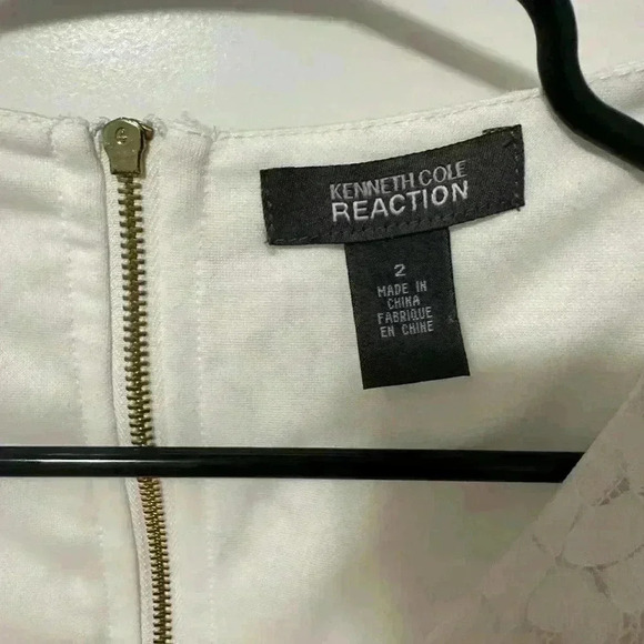 Kenneth Cole Reaction White Lace With  Underlay Mini Dress Sheath Size 2 - Picture 6 of 6